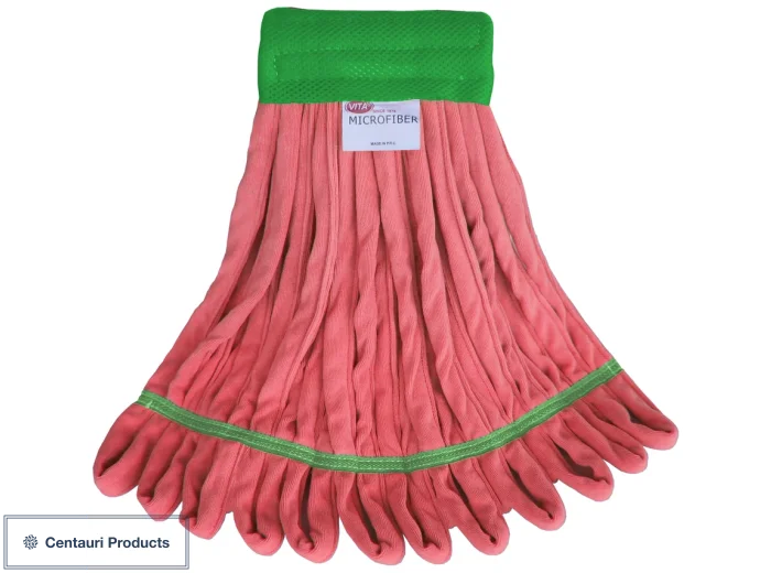 Microfiber Rough Floor Looped-End Wet Mop, Red, Medium, Wide 5"