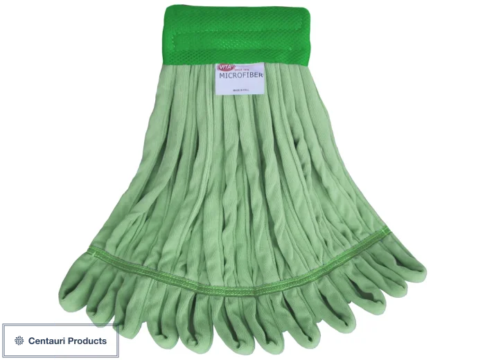 Microfiber Rough Floor Looped-End Wet Mop, Green, Medium, Wide 5"