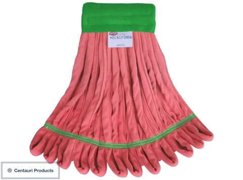 Microfiber Rough Floor Looped-End Wet Mop, Red, Medium, Wide 5"