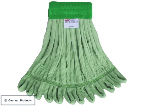Microfiber Rough Floor Looped-End Wet Mop, Green, Medium, Wide 5"