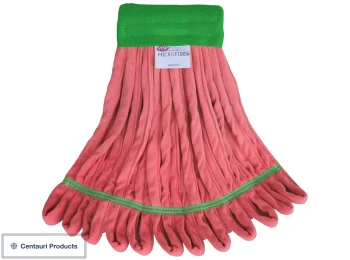 Microfiber Rough Floor Looped-End Wet Mop, Red, Medium, Wide 5"